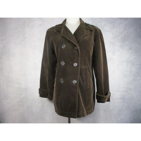Vintage GAP Jacket Womens XS Brown Corduroy Peacoat Double Breasted Lined Coat - Picture 1 of 15